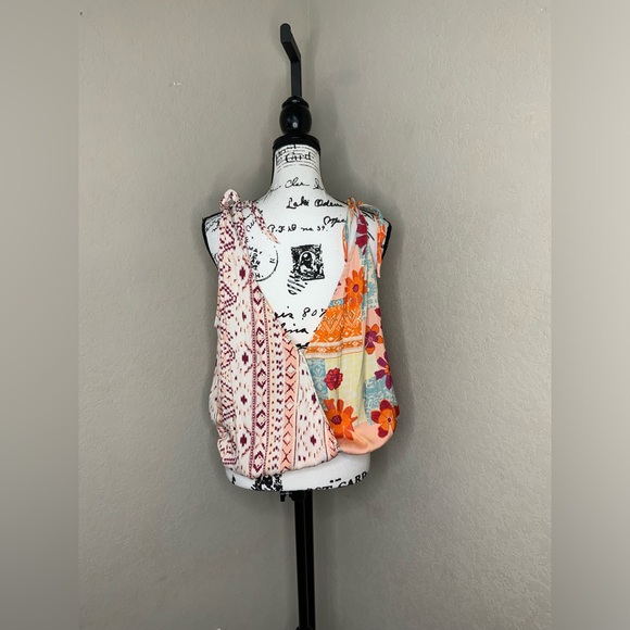 #82 NWOT Free People Tied To You Tank In Tropical Combo Size Large - Picture 3 of 4